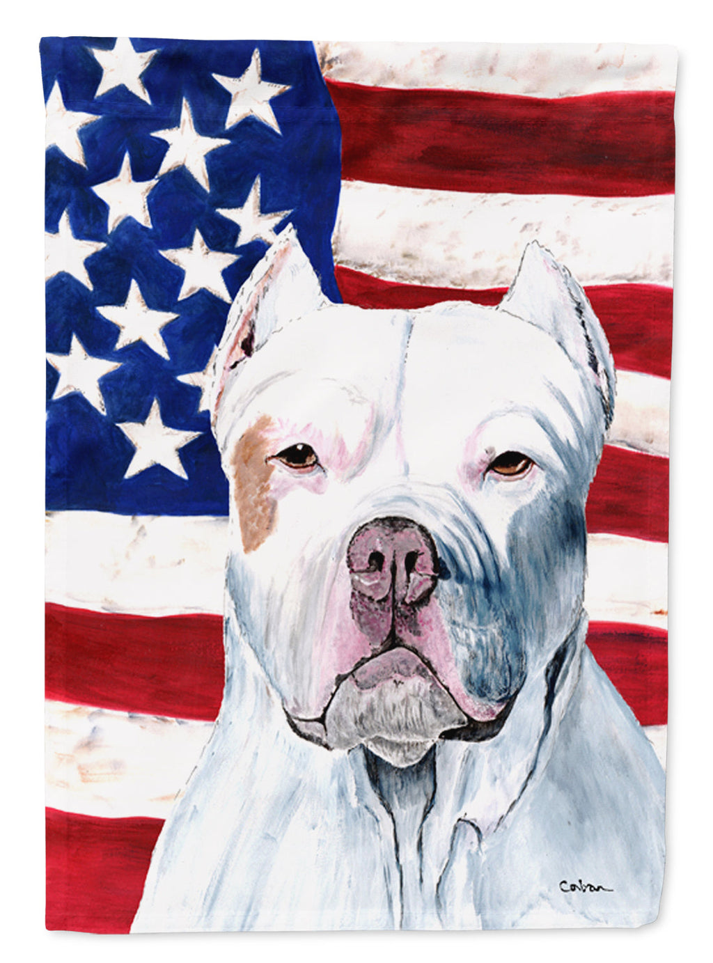 USA American Flag with Pit Bull House Flag 28x40 Porch Sleeve Pole Decorative Outside Yard Banner Artwork Wall Hanging, Polyester