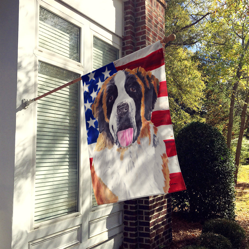 USA American Flag with Saint Bernard House Flag 28x40 Porch Sleeve Pole Decorative Outside Yard Banner Artwork Wall Hanging, Polyester