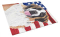 USA American Flag with Saint Bernard Cutting Board Tempered Glass Kitchen Cutting Surface, Heat Resistant Chopping, Non-Slip Feet, Food Prep & Serving