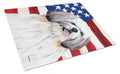 USA American Flag with Shih Tzu Cutting Board Tempered Glass Kitchen Cutting Surface, Heat Resistant Chopping, Non-Slip Feet, Food Prep & Serving
