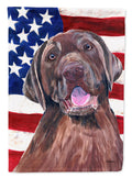 USA American Flag with Labrador House Flag 28x40 Porch Sleeve Pole Decorative Outside Yard Banner Artwork Wall Hanging, Polyester