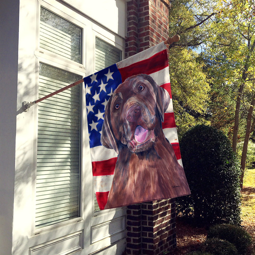 USA American Flag with Labrador House Flag 28x40 Porch Sleeve Pole Decorative Outside Yard Banner Artwork Wall Hanging, Polyester