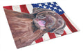 USA American Flag with Labrador Cutting Board Tempered Glass Kitchen Cutting Surface, Heat Resistant Chopping, Non-Slip Feet, Food Prep & Serving