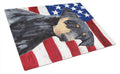 USA American Flag with Doberman Cutting Board Tempered Glass Kitchen Cutting Surface, Heat Resistant Chopping, Non-Slip Feet, Food Prep & Serving