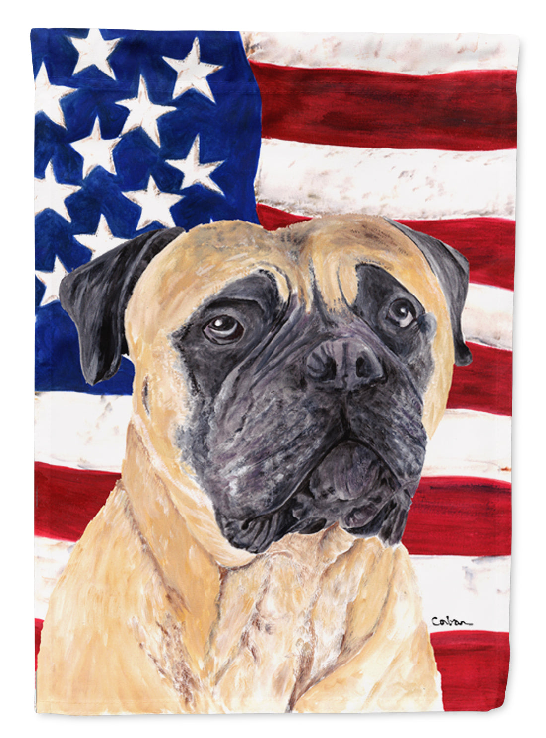 USA American Flag with Mastiff House Flag 28x40 Porch Sleeve Pole Decorative Outside Yard Banner Artwork Wall Hanging, Polyester