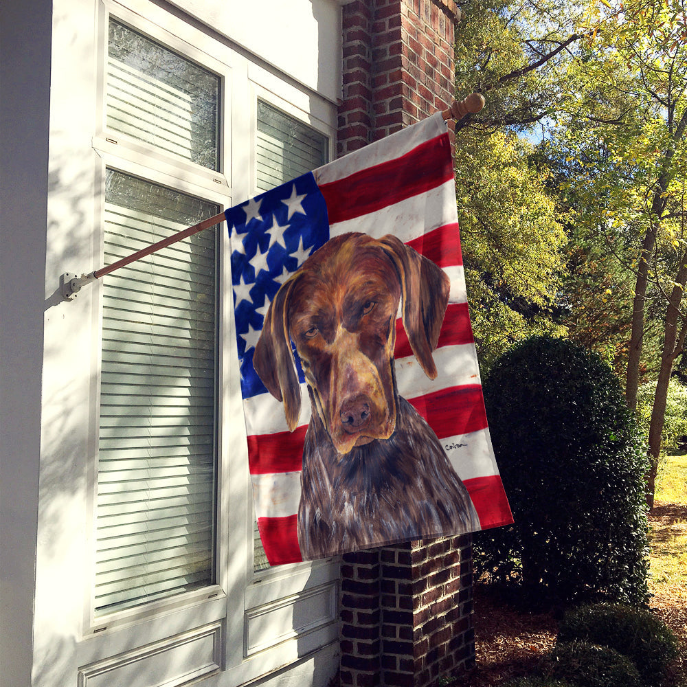 USA American Flag with German Shorthaired Pointer House Flag 28x40 Porch Sleeve Pole Decorative Outside Yard Banner Artwork Wall Hanging, Polyester