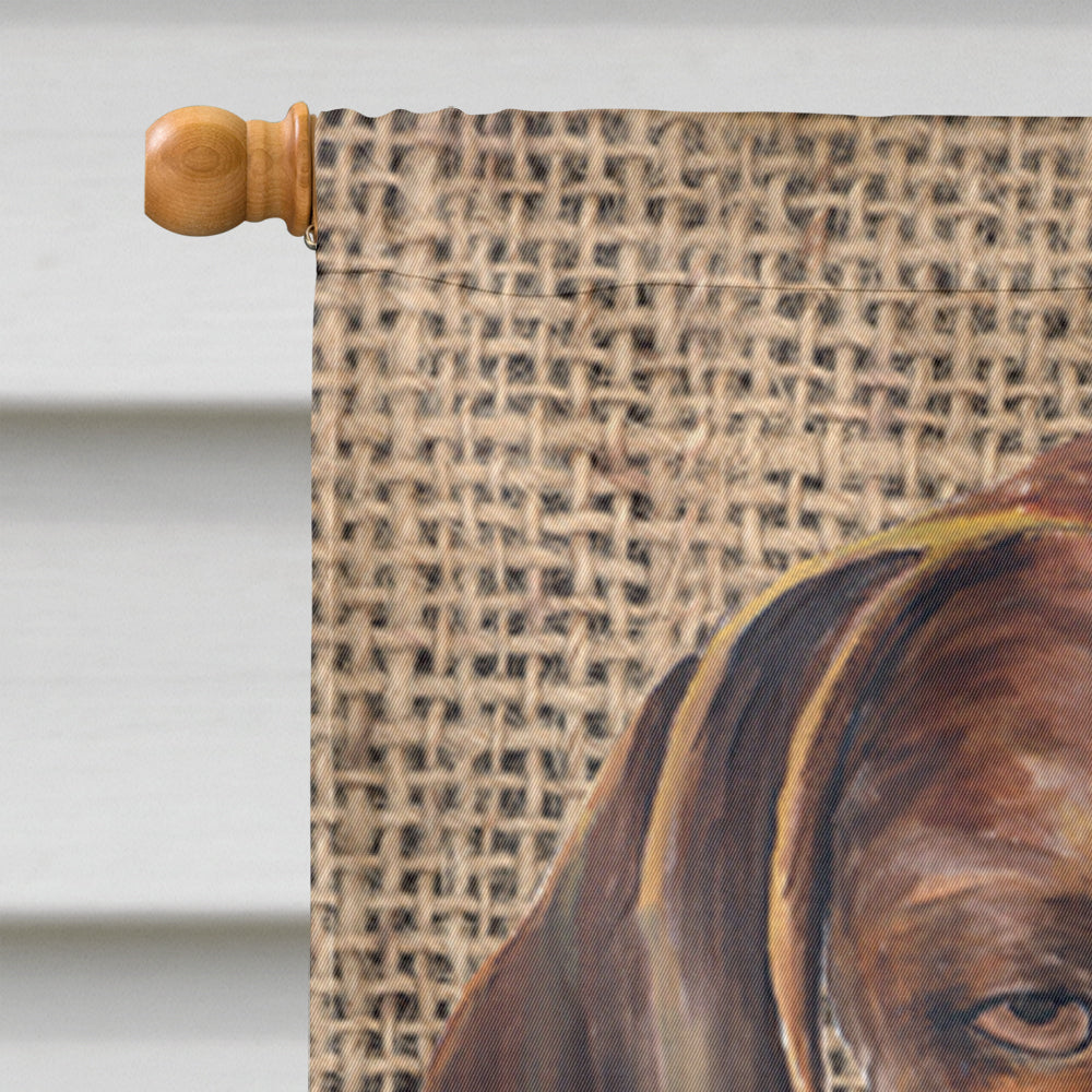 German Shorthaired Pointer Faux Burlap and Pine cones House Flag 28x40 Porch Sleeve Pole Decorative Outside Yard Banner Artwork Wall Hanging, Polyester