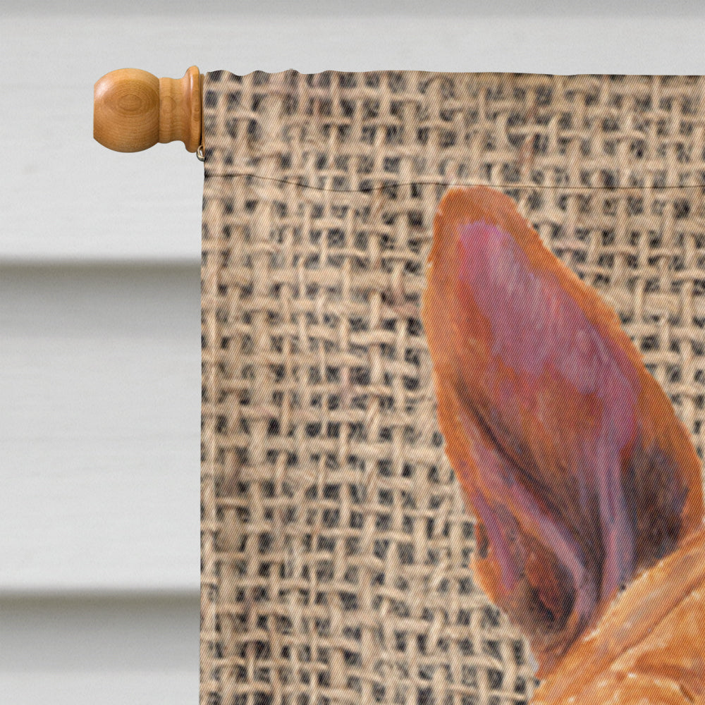 Basenji Faux Burlap and Pine cones House Flag 28x40 Porch Sleeve Pole Decorative Outside Yard Banner Artwork Wall Hanging, Polyester