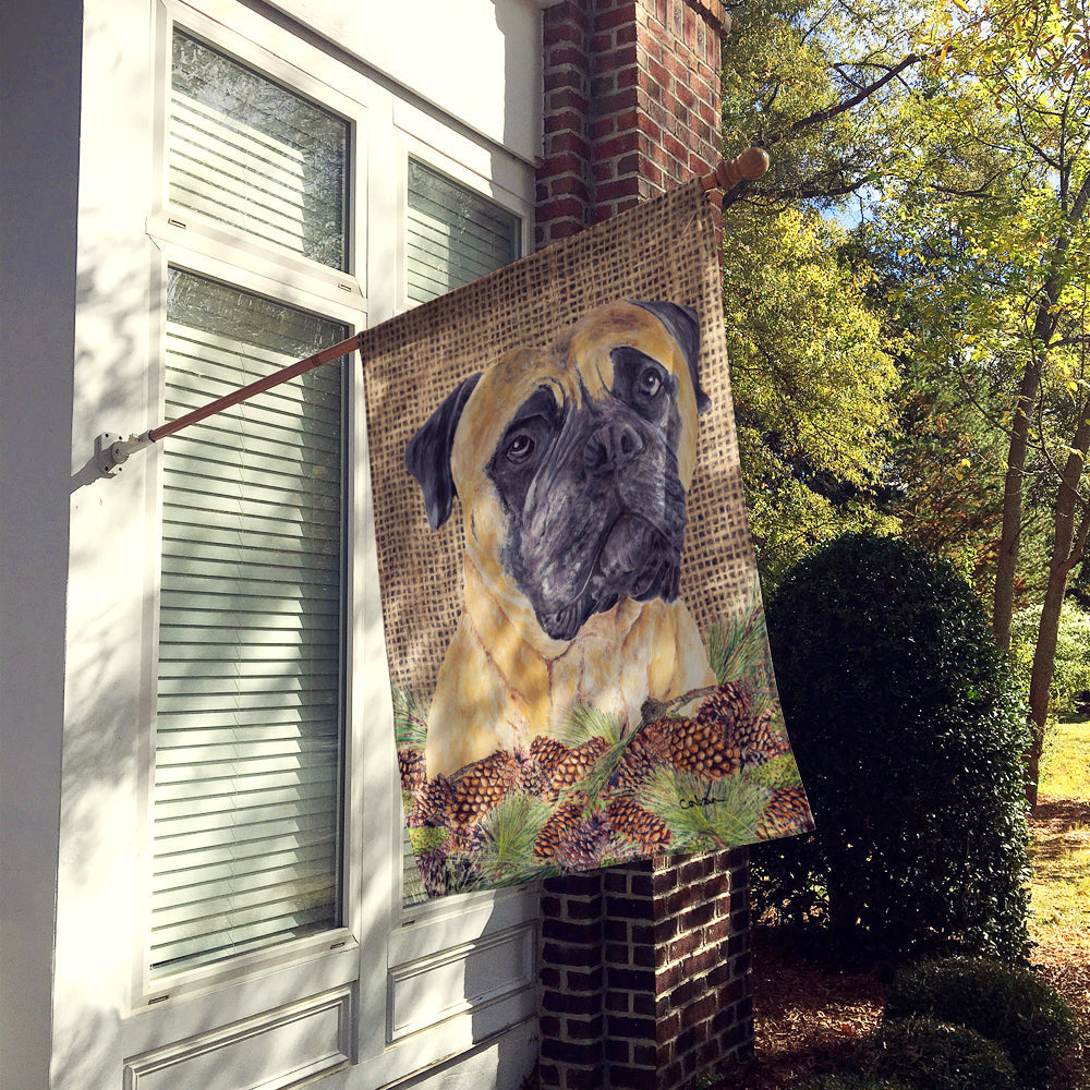 Mastiff Faux Burlap and Pine cones House Flag 28x40 Porch Sleeve Pole Decorative Outside Yard Banner Artwork Wall Hanging, Polyester