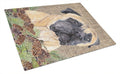 Mastiff Faux Burlap and Pine cones Cutting Board Tempered Glass Kitchen Cutting Surface, Heat Resistant Chopping, Non-Slip Feet, Food Prep & Serving
