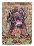 Labrador Faux Burlap and Pine cones House Flag 28x40 Porch Sleeve Pole Decorative Outside Yard Banner Artwork Wall Hanging, Polyester