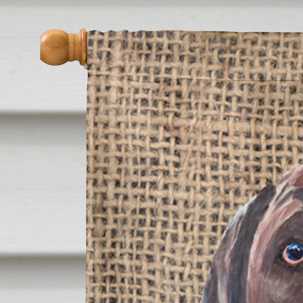 Labrador Faux Burlap and Pine cones House Flag 28x40 Porch Sleeve Pole Decorative Outside Yard Banner Artwork Wall Hanging, Polyester
