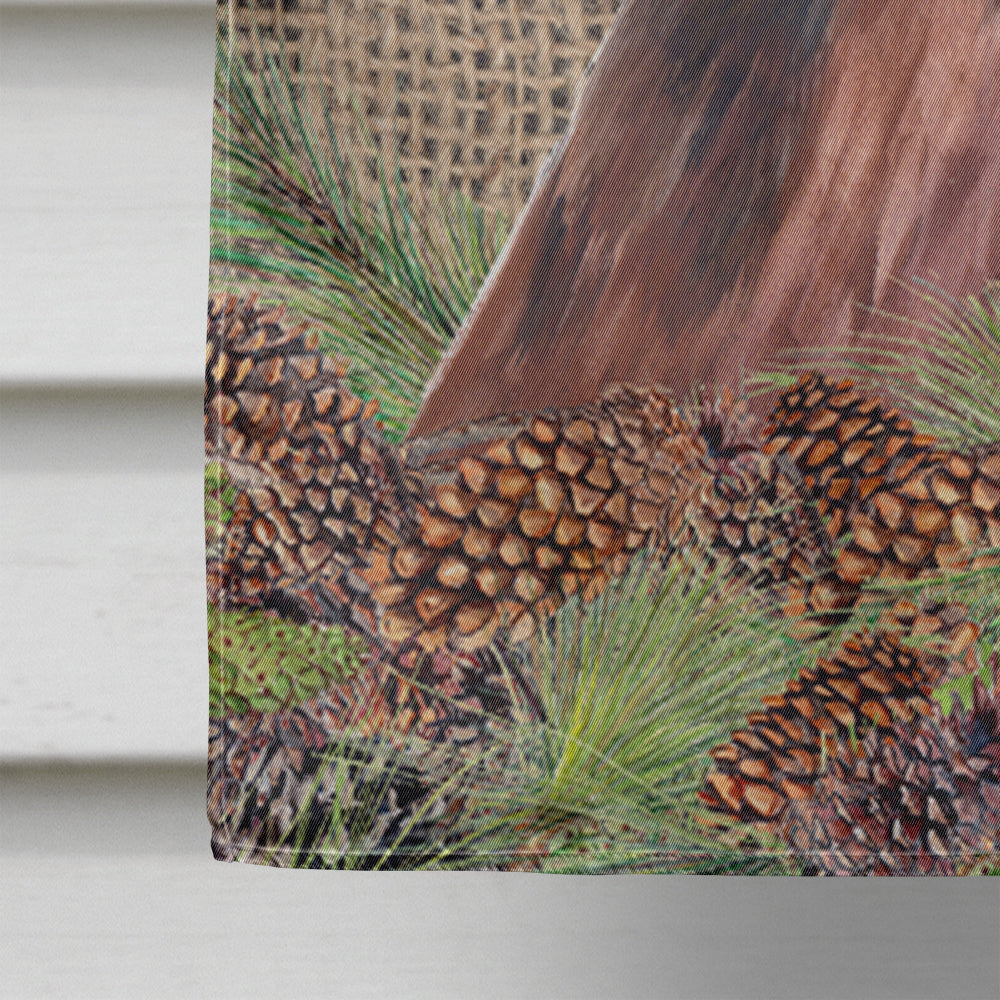 Labrador Faux Burlap and Pine cones House Flag 28x40 Porch Sleeve Pole Decorative Outside Yard Banner Artwork Wall Hanging, Polyester