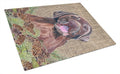 Labrador Faux Burlap and Pine cones Cutting Board Tempered Glass Kitchen Cutting Surface, Heat Resistant Chopping, Non-Slip Feet, Food Prep & Serving