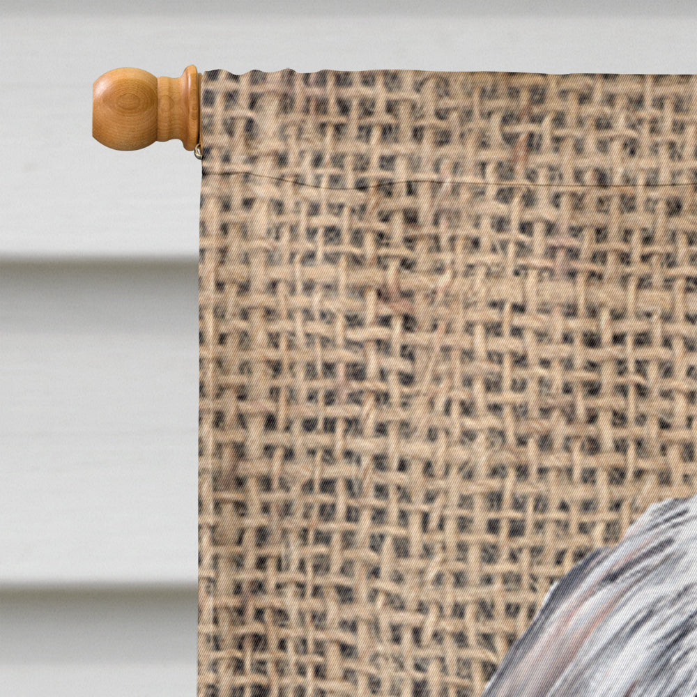 Shih Tzu Faux Burlap and Pine cones House Flag 28x40 Porch Sleeve Pole Decorative Outside Yard Banner Artwork Wall Hanging, Polyester