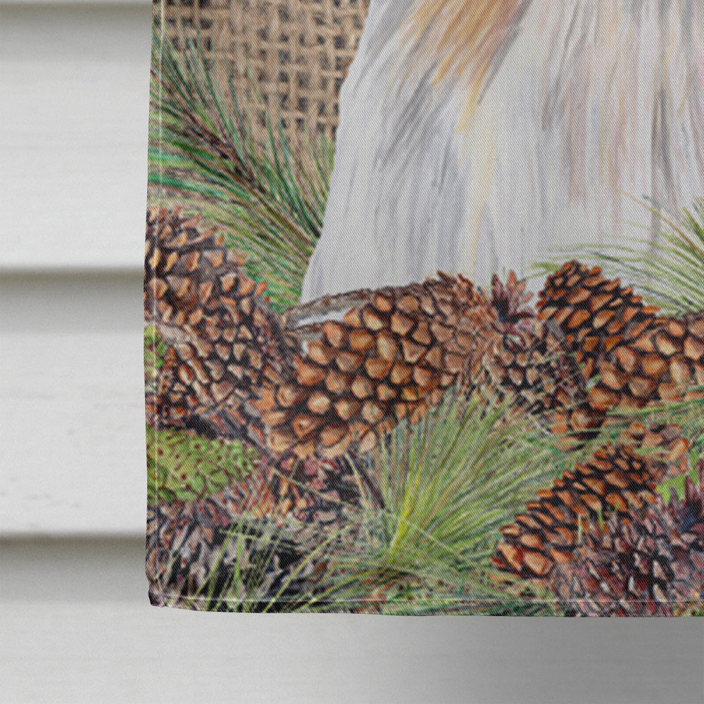 Shih Tzu Faux Burlap and Pine cones House Flag 28x40 Porch Sleeve Pole Decorative Outside Yard Banner Artwork Wall Hanging, Polyester