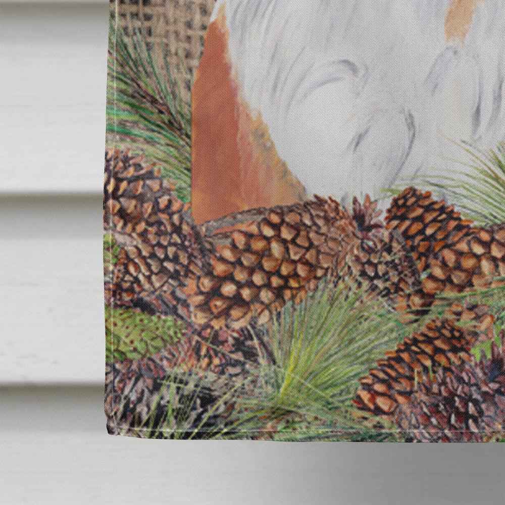 Saint Bernard Faux Burlap and Pine cones House Flag 28x40 Porch Sleeve Pole Decorative Outside Yard Banner Artwork Wall Hanging, Polyester