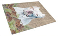 Pit Bull Faux Burlap and Pine cones Cutting Board Tempered Glass Kitchen Cutting Surface, Heat Resistant Chopping, Non-Slip Feet, Food Prep & Serving