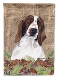 Welsh Springer Spaniel Faux Burlap and Pine cones House Flag 28x40 Porch Sleeve Pole Decorative Outside Yard Banner Artwork Wall Hanging, Polyester