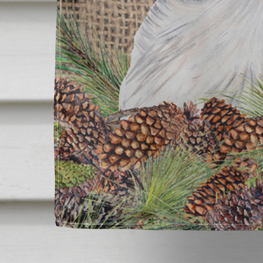 Welsh Springer Spaniel Faux Burlap and Pine cones House Flag 28x40 Porch Sleeve Pole Decorative Outside Yard Banner Artwork Wall Hanging, Polyester