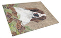 Welsh Springer Spaniel Faux Burlap and Pine cones Cutting Board Tempered Glass Kitchen Cutting Surface, Heat Resistant Chopping, Non-Slip Feet, Food Prep & Serving
