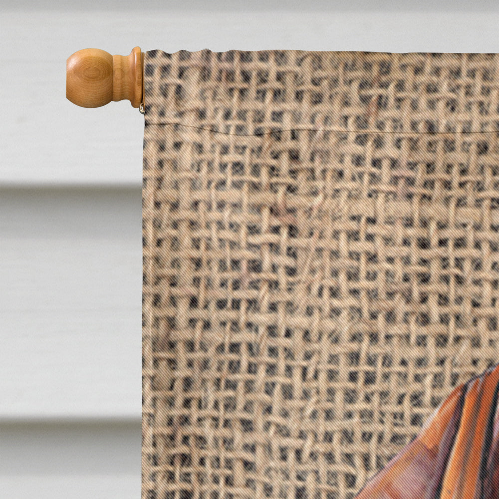 Vizsla Faux Burlap and Pine cones House Flag 28x40 Porch Sleeve Pole Decorative Outside Yard Banner Artwork Wall Hanging, Polyester