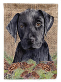 Labrador Faux Burlap and Pine cones House Flag 28x40 Porch Sleeve Pole Decorative Outside Yard Banner Artwork Wall Hanging, Polyester