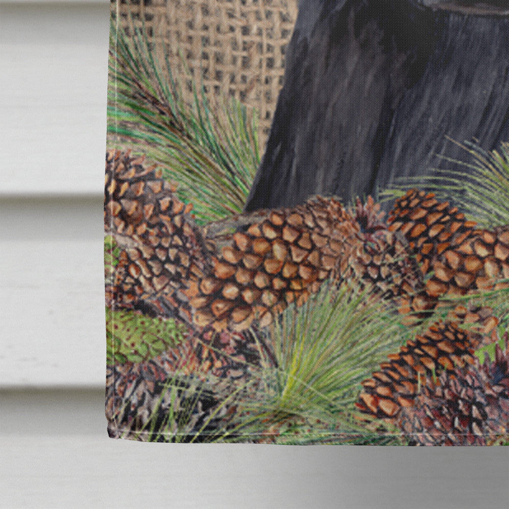 Labrador Faux Burlap and Pine cones House Flag 28x40 Porch Sleeve Pole Decorative Outside Yard Banner Artwork Wall Hanging, Polyester