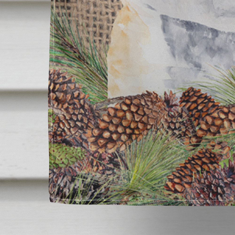Bichon Frise Faux Burlap and Pine cones House Flag 28x40 Porch Sleeve Pole Decorative Outside Yard Banner Artwork Wall Hanging, Polyester