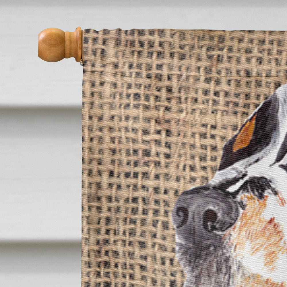 Springer Spaniel Faux Burlap and Pine cones House Flag 28x40 Porch Sleeve Pole Decorative Outside Yard Banner Artwork Wall Hanging, Polyester