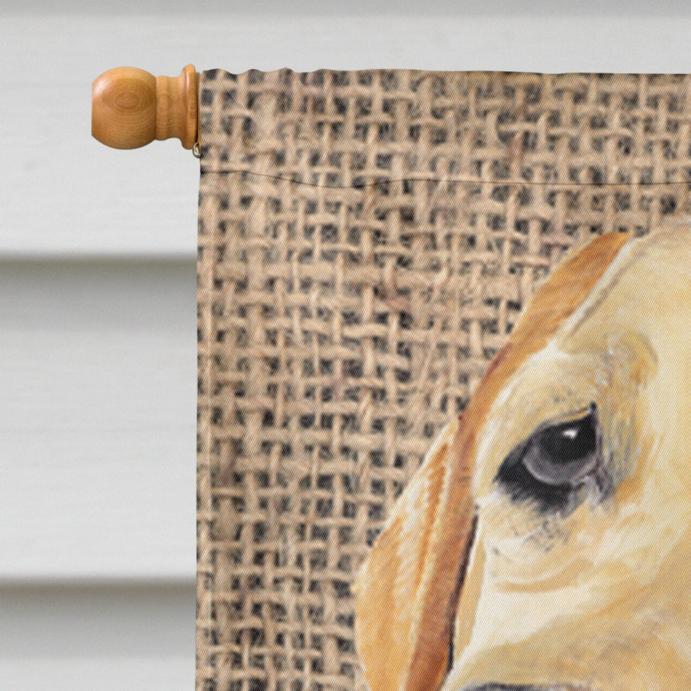 Labrador Faux Burlap and Pine cones House Flag 28x40 Porch Sleeve Pole Decorative Outside Yard Banner Artwork Wall Hanging, Polyester