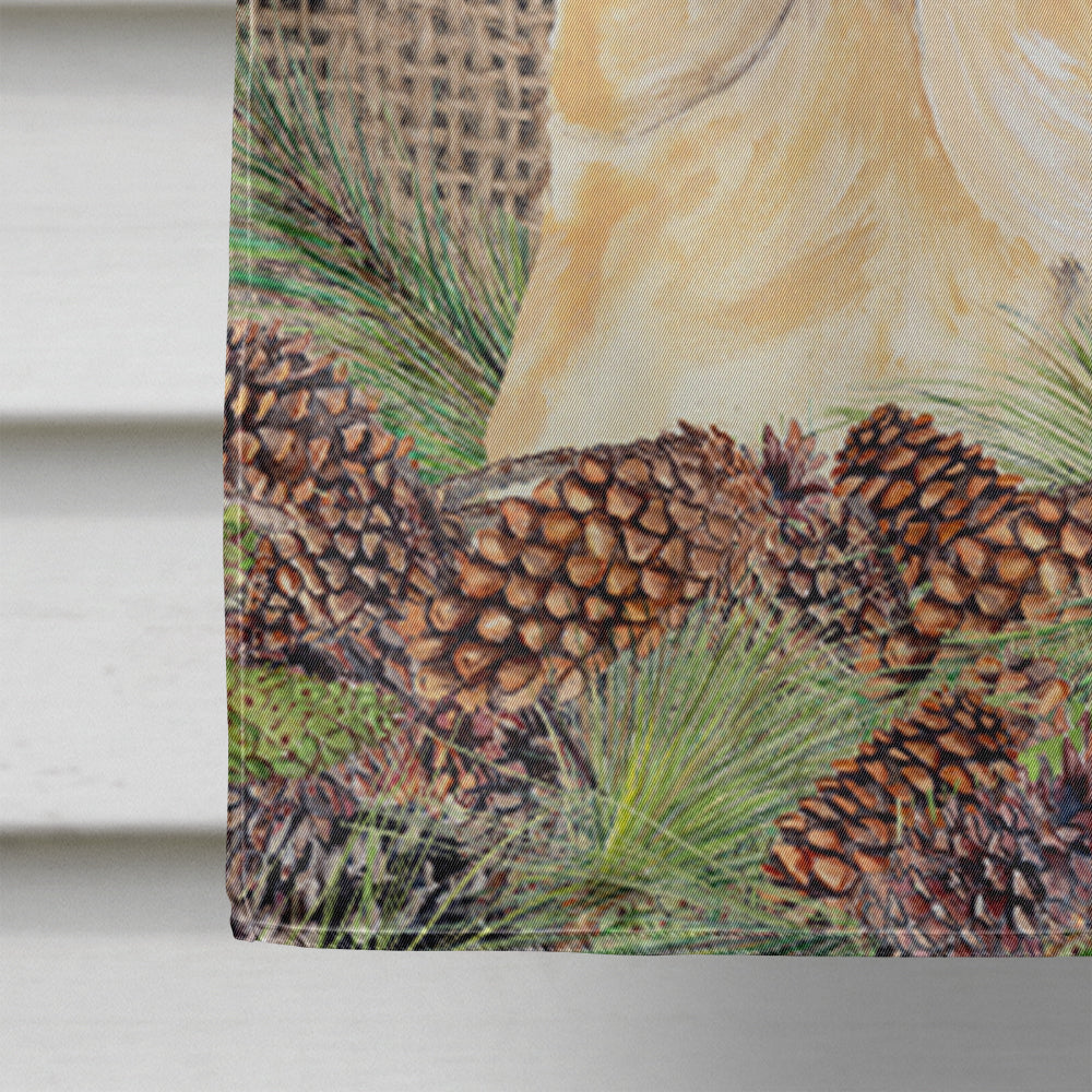 Labrador Faux Burlap and Pine cones House Flag 28x40 Porch Sleeve Pole Decorative Outside Yard Banner Artwork Wall Hanging, Polyester