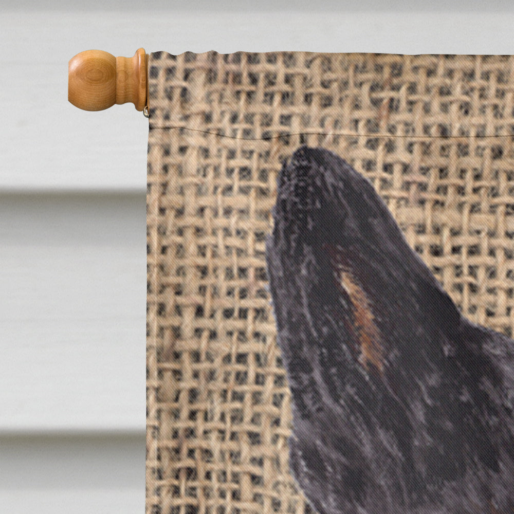Australian Cattle Dog Faux Burlap and Pine cones House Flag 28x40 Porch Sleeve Pole Decorative Outside Yard Banner Artwork Wall Hanging, Polyester