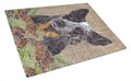 Australian Cattle Dog Faux Burlap and Pine cones Cutting Board Tempered Glass Kitchen Cutting Surface, Heat Resistant Chopping, Non-Slip Feet, Food Prep & Serving