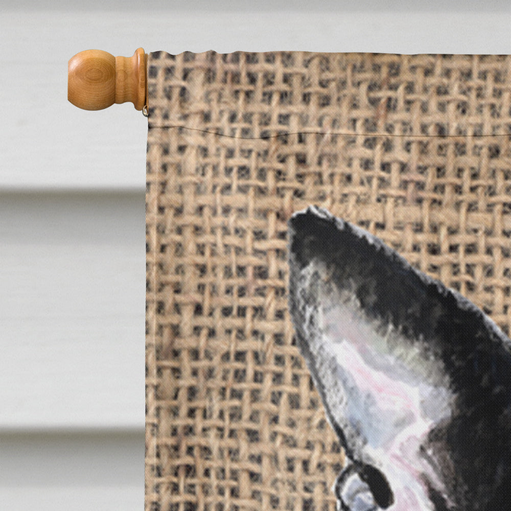 Boston Terrier Faux Burlap and Pine cones House Flag 28x40 Porch Sleeve Pole Decorative Outside Yard Banner Artwork Wall Hanging, Polyester