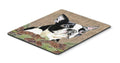 Boston Terrier Faux Burlap and Pine cones Mouse Pad, Heat Resistant Trivet Hot Pad , Non Slip Rubber Desk Mat, Kitchen Counter Protector, Home Office Decor Gift