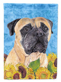 Mastiff in Summer Flowers House Flag 28x40 Porch Sleeve Pole Decorative Outside Yard Banner Artwork Wall Hanging, Polyester