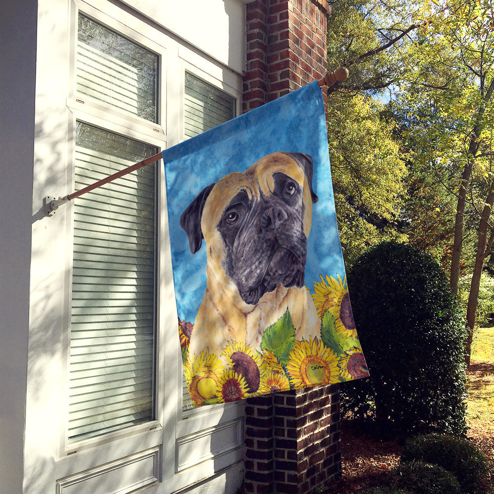 Mastiff in Summer Flowers House Flag 28x40 Porch Sleeve Pole Decorative Outside Yard Banner Artwork Wall Hanging, Polyester