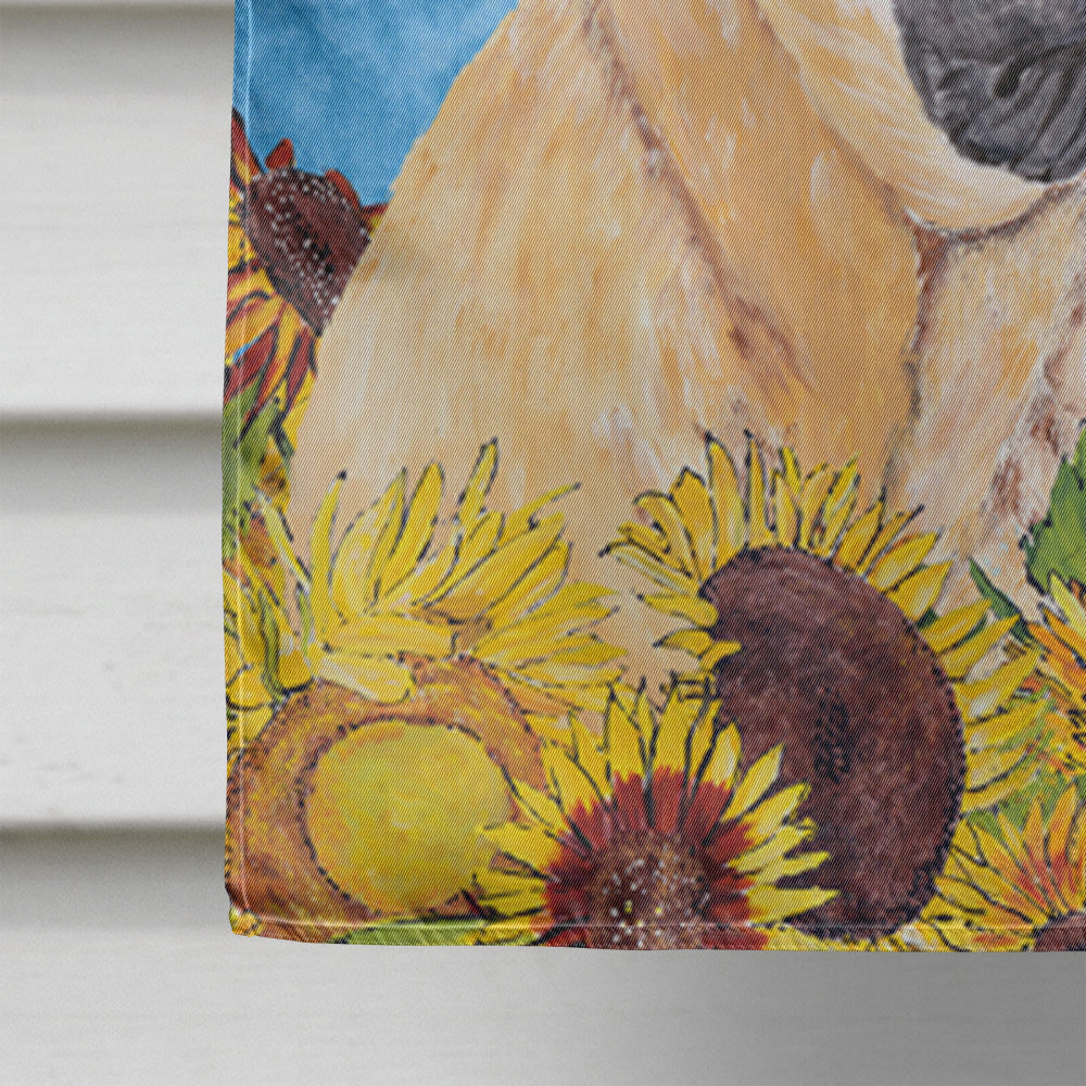 Mastiff in Summer Flowers House Flag 28x40 Porch Sleeve Pole Decorative Outside Yard Banner Artwork Wall Hanging, Polyester
