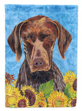 German Shorthaired Pointer in Summer Flowers House Flag 28x40 Porch Sleeve Pole Decorative Outside Yard Banner Artwork Wall Hanging, Polyester