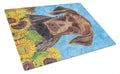 German Shorthaired Pointer in Summer Flowers Cutting Board Tempered Glass Kitchen Cutting Surface, Heat Resistant Chopping, Non-Slip Feet, Food Prep & Serving