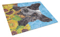 Australian Cattle Dog in Summer Flowers Cutting Board Tempered Glass Kitchen Cutting Surface, Heat Resistant Chopping, Non-Slip Feet, Food Prep & Serving