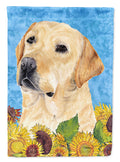Labrador in Summer Flowers House Flag 28x40 Porch Sleeve Pole Decorative Outside Yard Banner Artwork Wall Hanging, Polyester