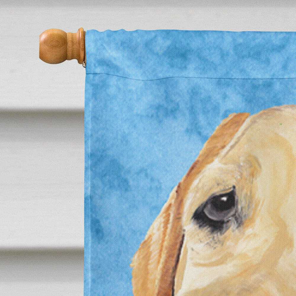 Labrador in Summer Flowers House Flag 28x40 Porch Sleeve Pole Decorative Outside Yard Banner Artwork Wall Hanging, Polyester