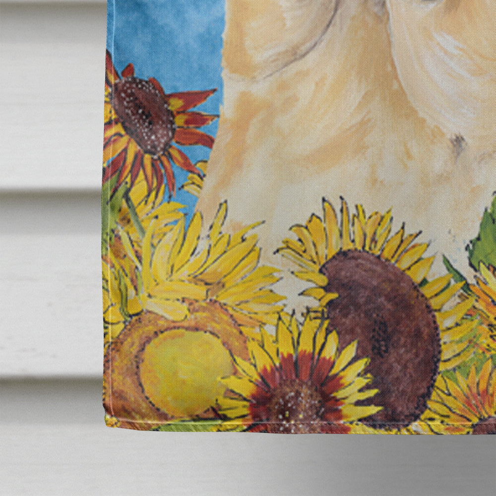 Labrador in Summer Flowers House Flag 28x40 Porch Sleeve Pole Decorative Outside Yard Banner Artwork Wall Hanging, Polyester