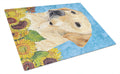 Labrador in Summer Flowers Cutting Board Tempered Glass Kitchen Cutting Surface, Heat Resistant Chopping, Non-Slip Feet, Food Prep & Serving