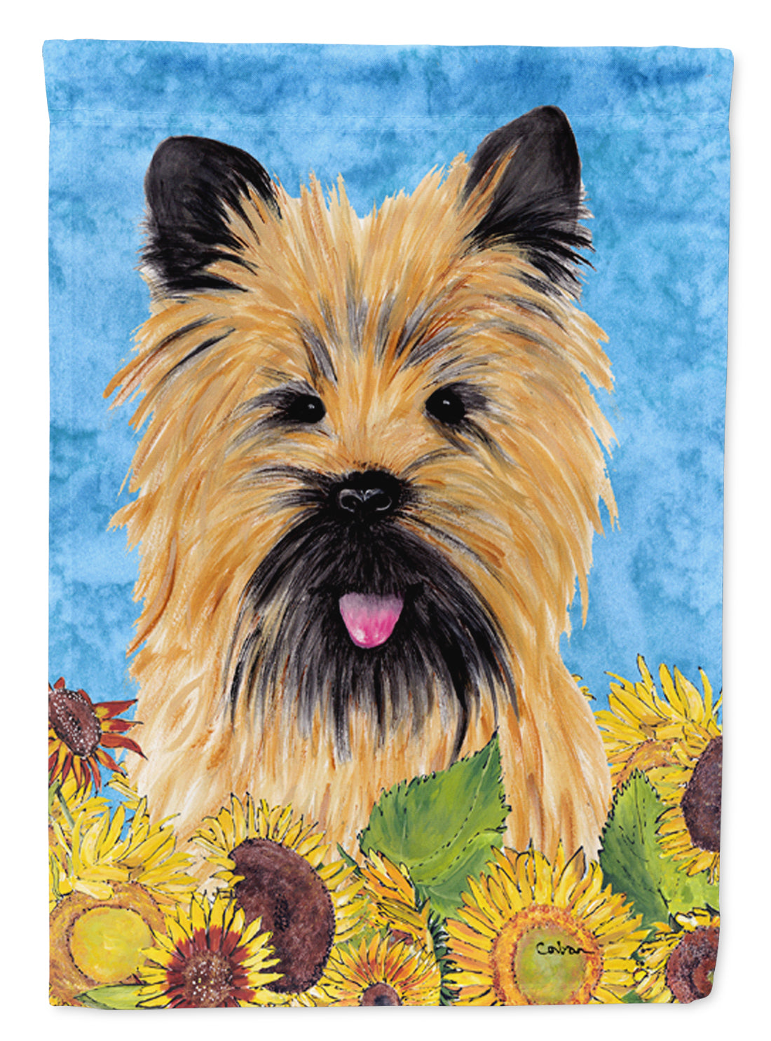 Cairn Terrier in Summer Flowers House Flag 28x40 Porch Sleeve Pole Decorative Outside Yard Banner Artwork Wall Hanging, Polyester