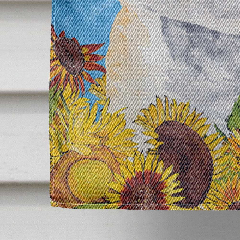 Bichon Frise in Summer Flowers House Flag 28x40 Porch Sleeve Pole Decorative Outside Yard Banner Artwork Wall Hanging, Polyester