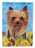 Yorkie in Summer Flowers House Flag 28x40 Porch Sleeve Pole Decorative Outside Yard Banner Artwork Wall Hanging, Polyester