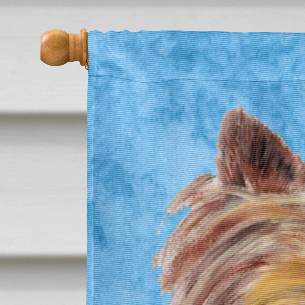 Yorkie in Summer Flowers House Flag 28x40 Porch Sleeve Pole Decorative Outside Yard Banner Artwork Wall Hanging, Polyester